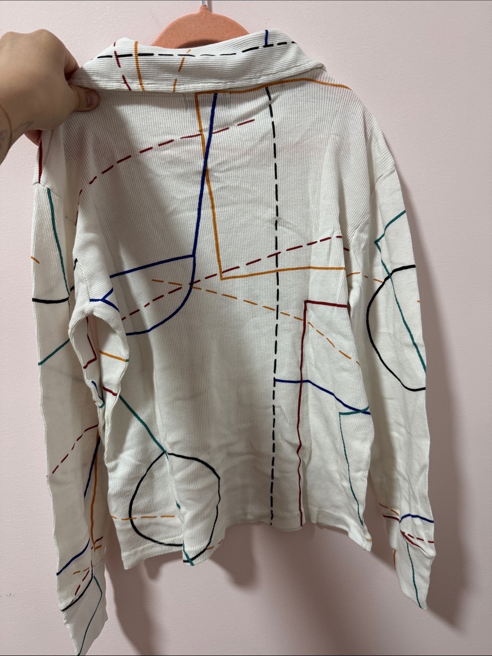 Bobo Choses Cream Polo Sweater with Multicolor Line Stitching - Picture 2 of 4